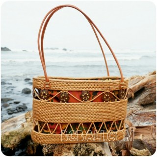 ethnic home made shopping handbags straw ata rattan bali
